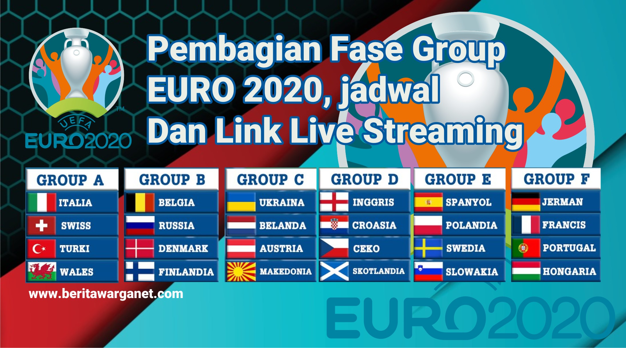 Jadwal dan Link Live Streaming Euro 2020, Update Lengkap ...