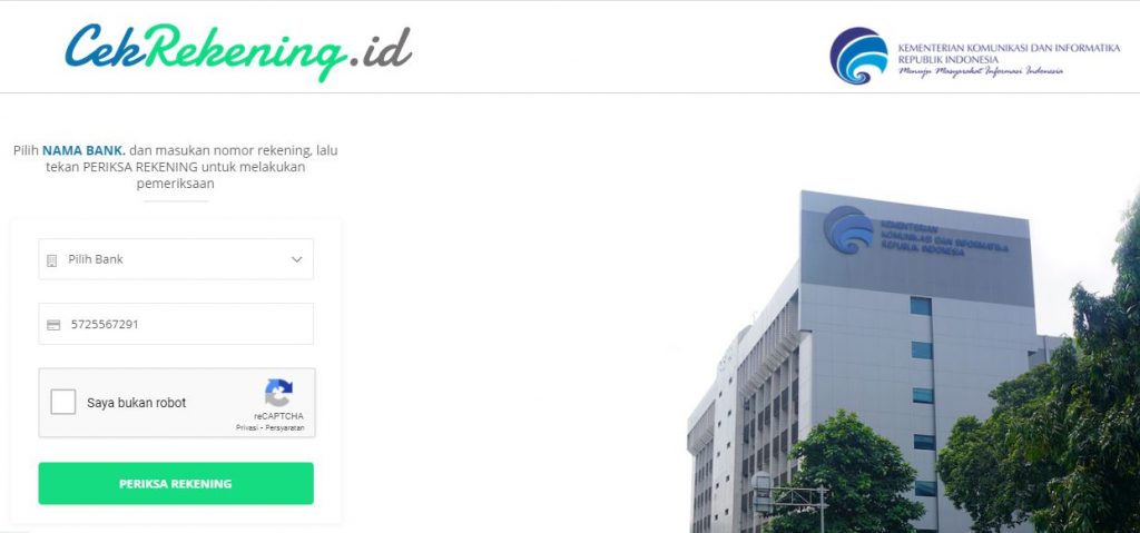 cara pengecekan rekening di cekrekening.id