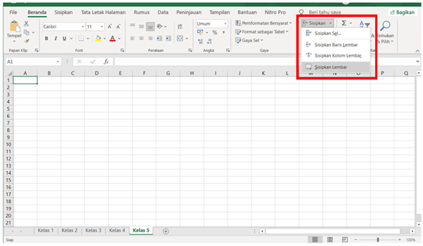 Workbook dan Worksheet Microsoft Excel 3