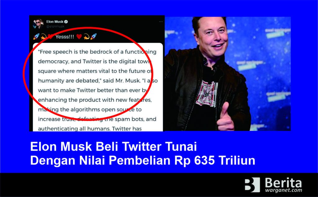 Wow !! Elon Musk Beli Twitter Seharga Rp 635 Triliun, Tunai !! - Berita ...