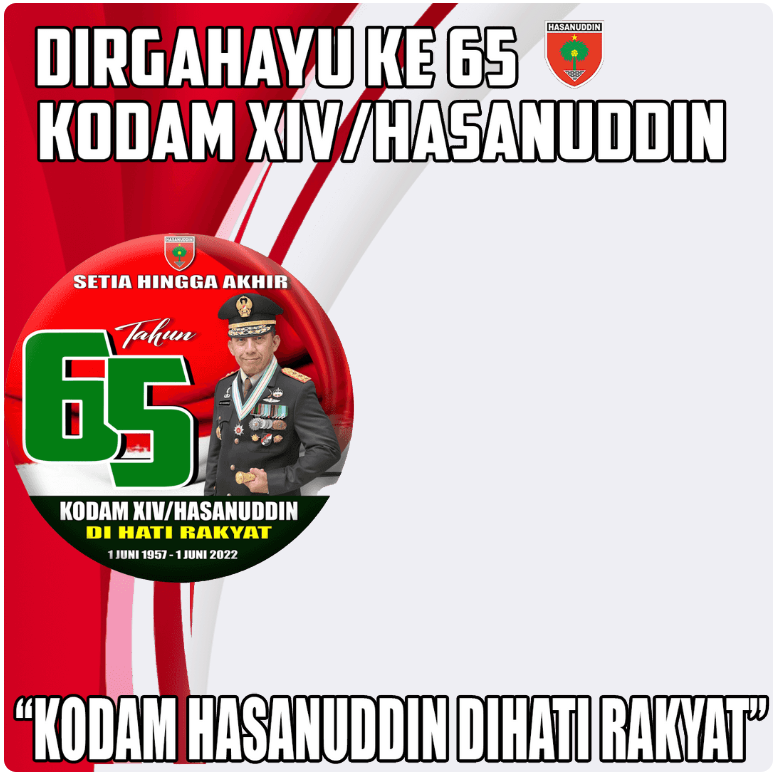 Twibbon 65th HUT Kodam Hasanuddin Pilihan 1