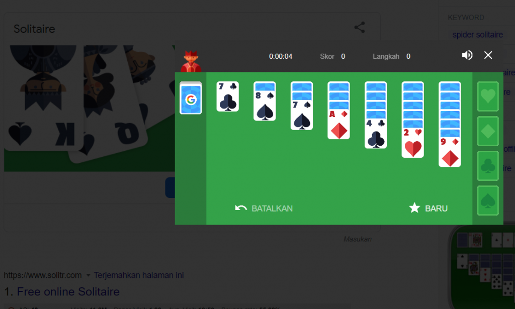 Game Google Gratis Tersembunyi solitaire
