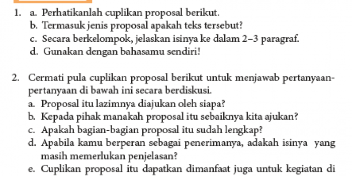 Jawaban Tugas Menganalisis Isi Teks Proposal