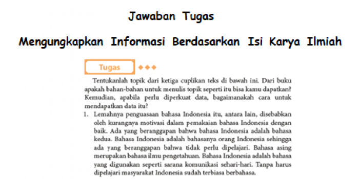 Jawaban Tugas Mengungkapkan Informasi Berdasarkan Isi Karya Ilmiah