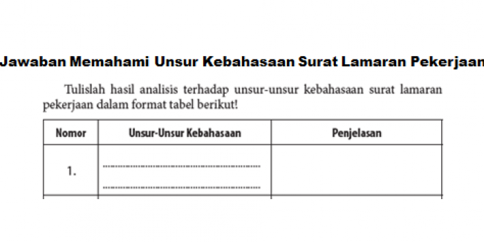 Jawaban Memahami Unsur Kebahasaan Surat Lamaran Pekerjaan