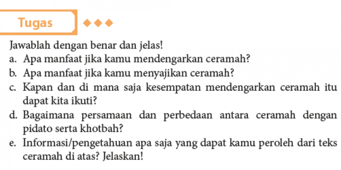 Jawaban Tugas Memahami Informasi dan Permasalahan Dalam Ceramah