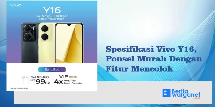 Spesifikasi Vivo Y16, Ponsel Murah Dengan Fitur Mencolok