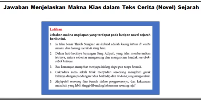 Jawaban Menjelaskan Makna Kias dalam Teks Cerita (Novel) Sejarah