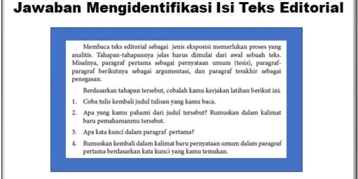 Jawaban Mengidentifikasi Isi Teks Editorial