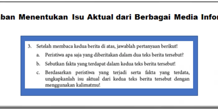 Jawaban Menentukan Isu Aktual dari Berbagai Media Informasi