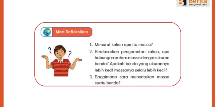 Jawaban IPAS Kelas 4 Soal Refleksi tentang Massa
