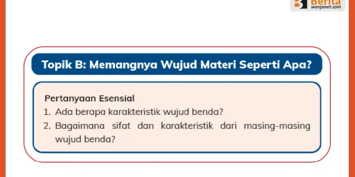 Jawaban IPAS Kelas 4 Soal tentang Memangnya Wujud Materi Seperti Apa?