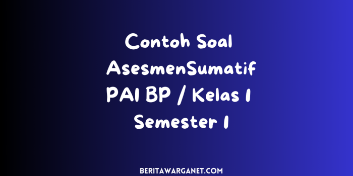Soal Sumatif Kurikulum Merdeka Kelas 1 PAI BP