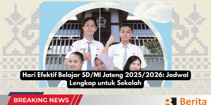 Hari Efektif Belajar SD/MI Jateng 2025/2026: Jadwal Lengkap untuk Sekolah