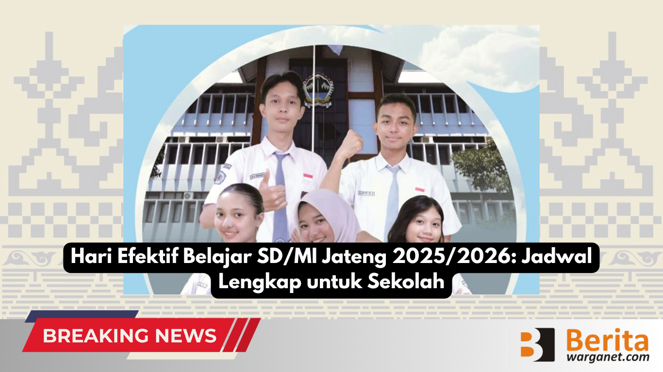 Hari Efektif Belajar SD/MI Jateng 2025/2026: Jadwal Lengkap untuk Sekolah