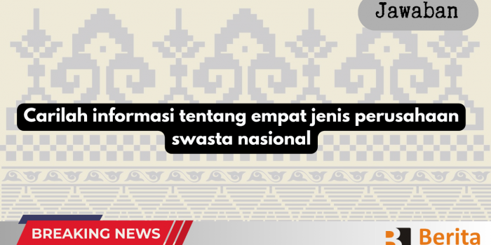 Carilah informasi tentang empat jenis perusahaan swasta nasional