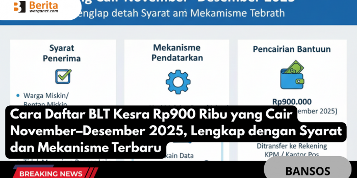 Cara Daftar BLT Kesra Rp900 Ribu yang Cair November–Desember 2025, Lengkap dengan Syarat dan Mekanisme Terbaru