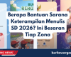 Berapa Bantuan Sarana Keterampilan Menulis SD 2026? Ini Besaran Tiap Zona